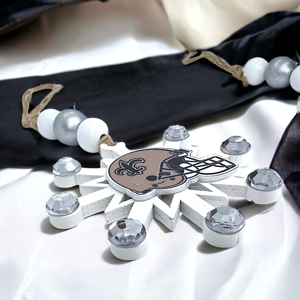 Saintsational Holiday Cheer: Handmade New Orleans Saints Snowflake Ornament! NEW - Picture 9 of 11